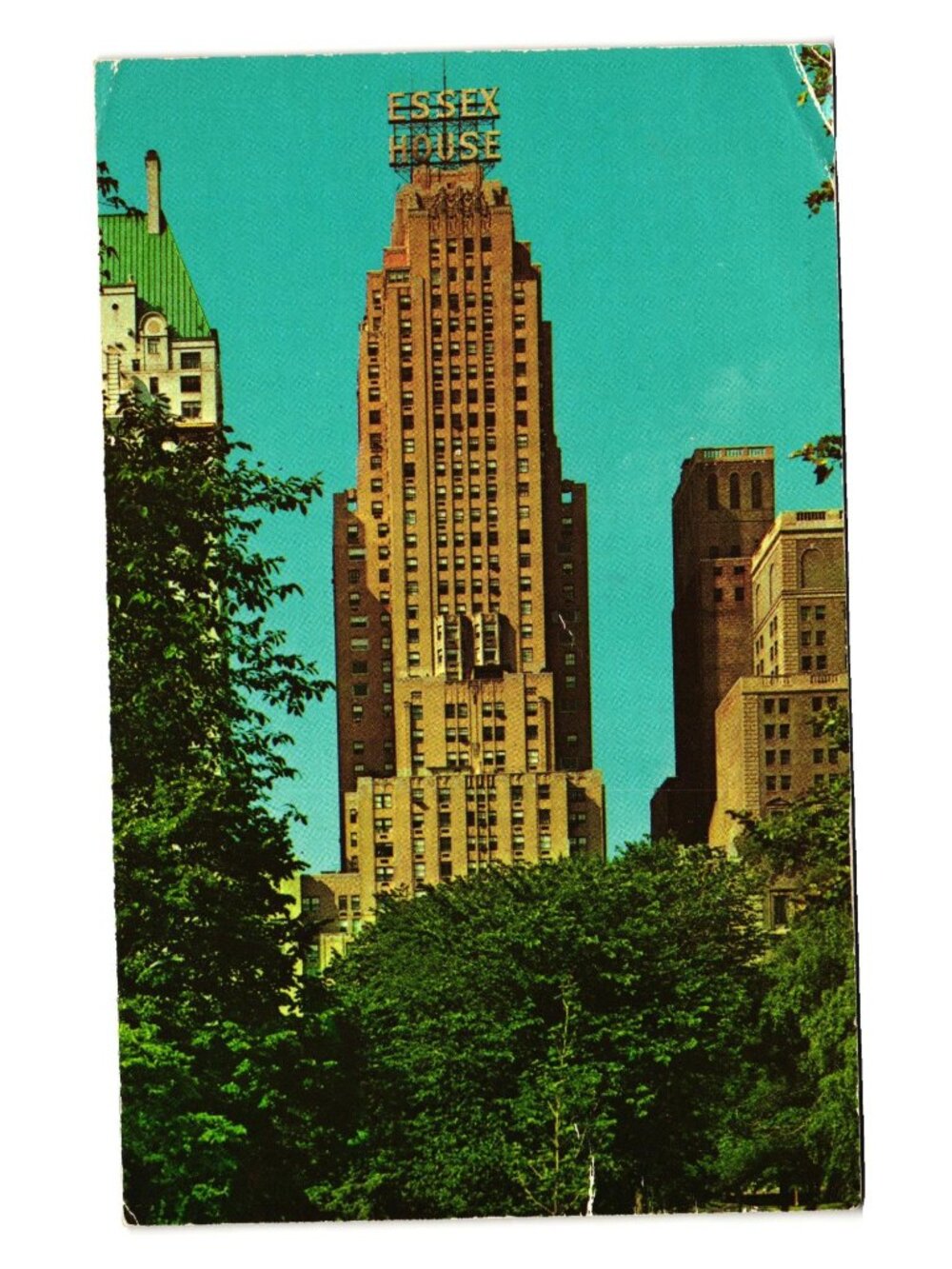 Marriotts Essex House Hotel Postcard NY Central Park Scenic Architecture Vintage